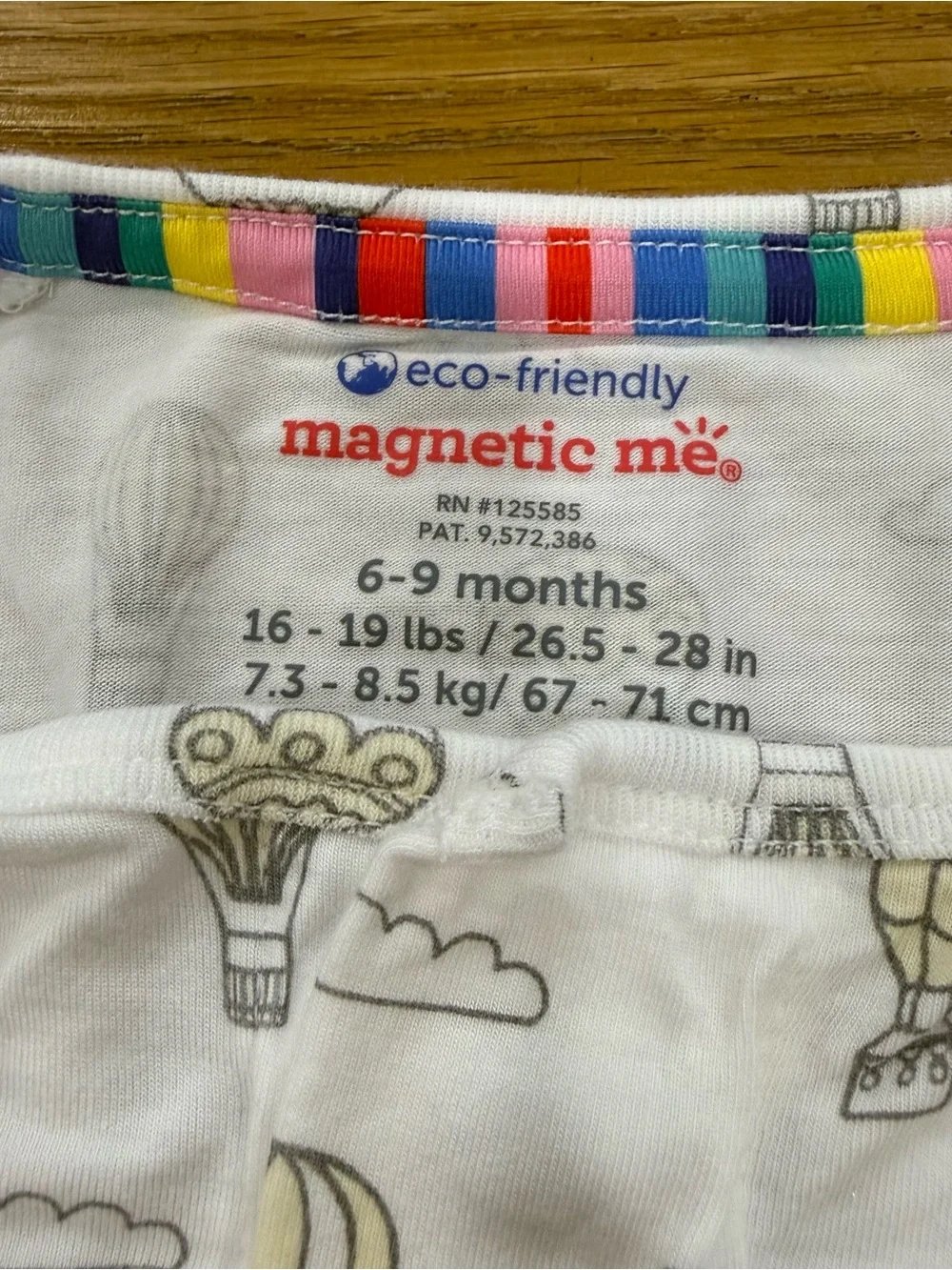 Magnetic Me White Footed Pajamas with Neutral Hot Air Balloon Print